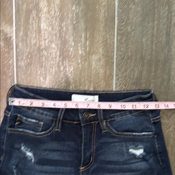 KanCan Dark Blue Distressed Jean Shorts - Picture 6 of 8